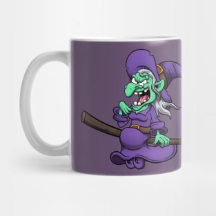 Crazy Laughing Witch On Broom Mug